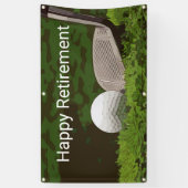 Golf Retirement met ball and iron on green  Spandoek (Verticaal)