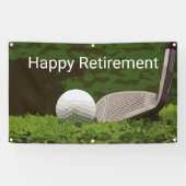 Golf Retirement met ball and iron on green  Spandoek (Horizontaal)