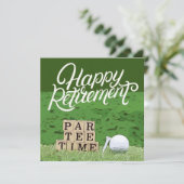 Golf retirement met ball par t-shirt time on green kaart (Staand voorkant)