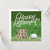 Golf retirement met ball par t-shirt time on green kaart (Voorkant / Achterkant in situ)