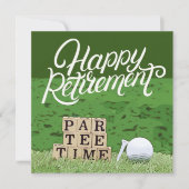 Golf retirement met ball par t-shirt time on green kaart (Voorkant)