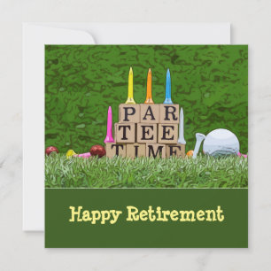 Golf retirement met ball par t-shirt time on green kaart