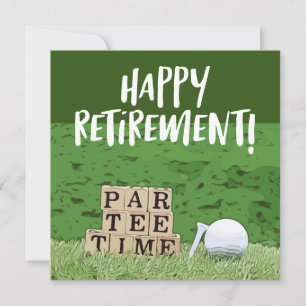 Golf retirement met ball par t-shirt time on green kaart