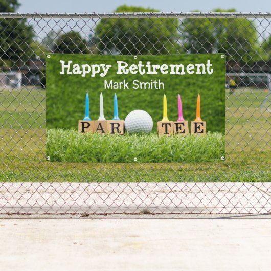 Golf retirement met ball par t-shirt time on green spandoek (Insitu)