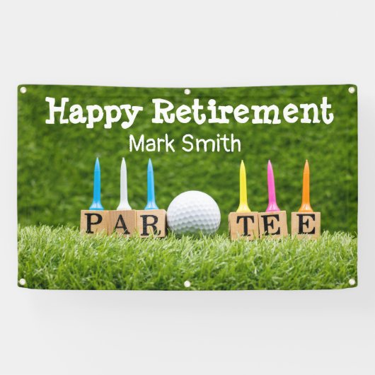 Golf retirement met ball par t-shirt time on green spandoek (Horizontaal)