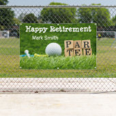Golf retirement met ball par t-shirt time on green spandoek (Insitu)