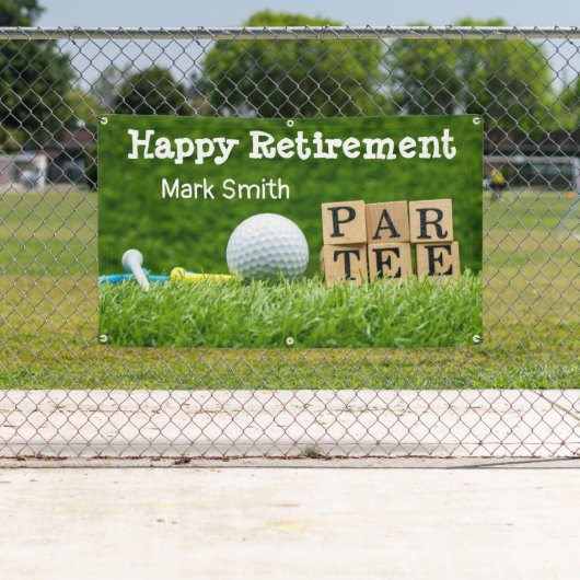 Golf retirement met ball par t-shirt time on green spandoek (Insitu)