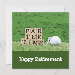 Golf retirement met ball par t-shirt time op green kaart