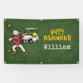 Golf Retirement met golfer-dabben op groengras Spandoek (Horizontaal)