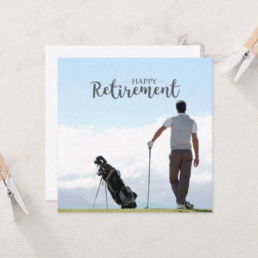 Golf Retirement met golfer op blue sky background Kaart (Voorkant / Achterkant in situ)
