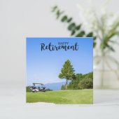 Golf Retirement met golfkar op groen gras Kaart (Staand voorkant)