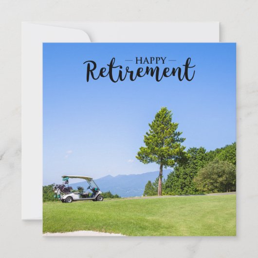 Golf Retirement met golfkar op groen gras Kaart (Voorkant)