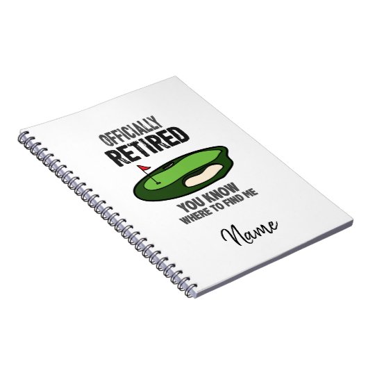 Golf Retirement met vlag op golfbaan golfer Notitieboek (Rechterzijde)