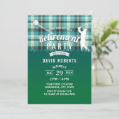 Golf Retirement Party Green Gingham Kaart (Staand voorkant)