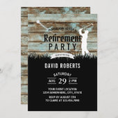  Golf Retirement Party Rustic Barn Wood Kaart (Voorkant / Achterkant)