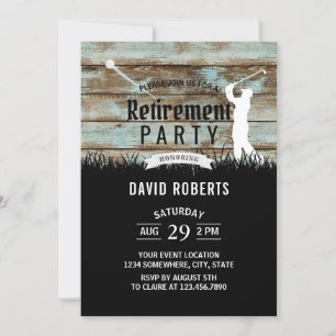 Golf Retirement Party Rustic Barn Wood Kaart