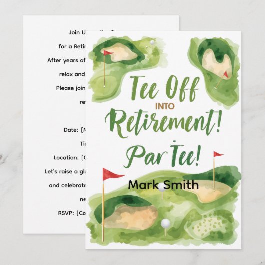 GOLF RETIREMENT Tee off ParTee for golfer Kaart (Voorkant / Achterkant)