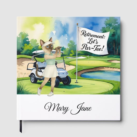 Golf Retirement thema voor Siamese Cat liefhebbers Gastenboek (Voorkant)