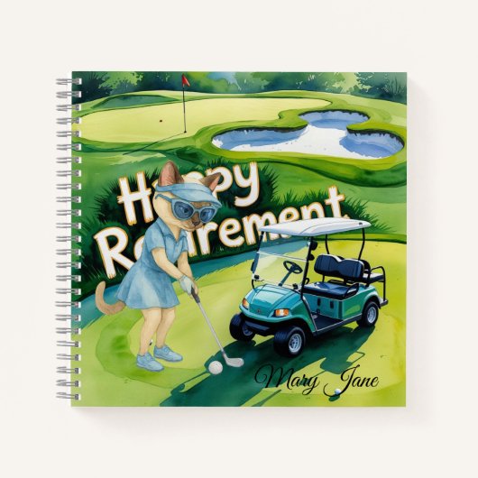 Golf Retirement thema voor Siamese Cat liefhebbers Notitieboek (Voorkant)