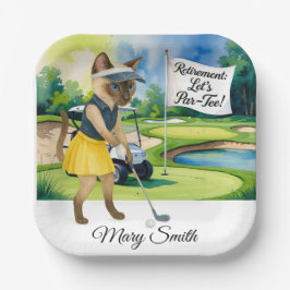 Golf Retirement thema voor Siamese Cat liefhebbers Papieren Bordje