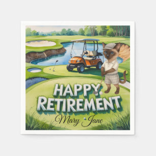 Golf Retirement thema voor Siamese Cat liefhebbers Servet