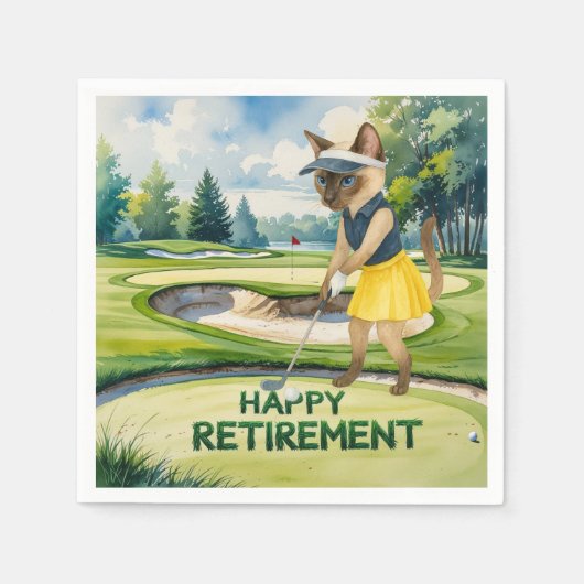 Golf Retirement thema voor Siamese Cat liefhebbers Servet (Voorkant)