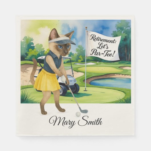 Golf Retirement thema voor Siamese Cat liefhebbers Servet (Voorkant)