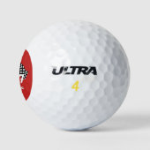 Golf Retro 1957 Klassiek Zwart Wit Geruite Vlag Golfballen (Logo)