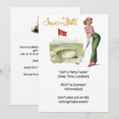 Golf Retro Golf Chic: Golferende vrouw bij de gre Kaart (Voorkant / Achterkant)