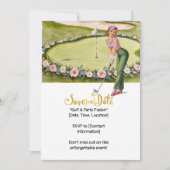 Golf Retro Golf Chic: Vrouw Golfer op het Groen Kaart (Voorkant)