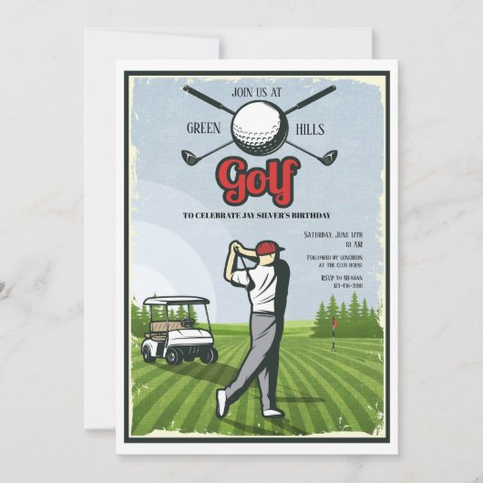 Golf Retro uitnodiging (Voorkant)