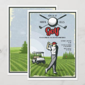Golf Retro uitnodiging (Voorkant / Achterkant)