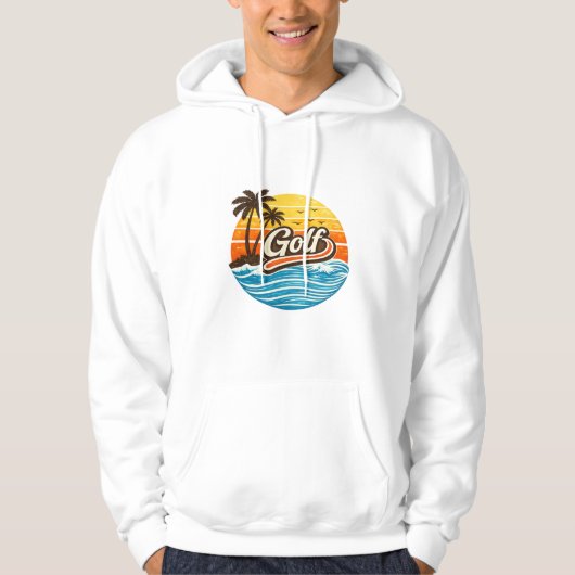 Golf Retro Zonsondergang Design Hoodie (Voorkant)