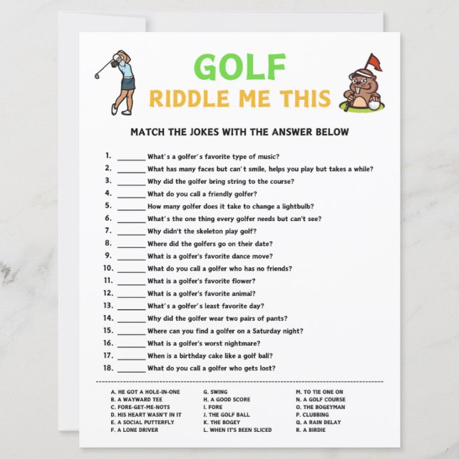 Golf Riddle Me This Game (Voorkant)
