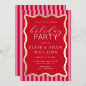 Golf Rode Roze Streep Kerst Vakantie Feest Kaart (Voorkant / Achterkant)