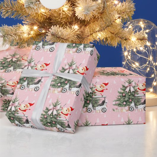 Golf Roze Kerstthema voor Lady Golfer Cadeaupapier (Feestdagen)