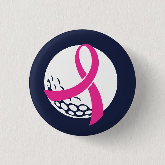 Golf Roze Lint Borstkankerbewustzijn Ronde Button 3,2 Cm (Voorkant)