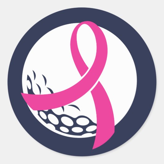 Golf Roze Lint Borstkankerbewustzijn Ronde Sticker (Voorkant)