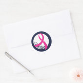 Golf Roze Lint Borstkankerbewustzijn Ronde Sticker (Envelop)