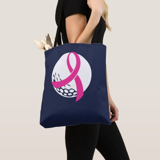 Golf Roze Lint Borstkankerbewustzijn Tote Bag (Dichtbij)