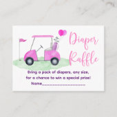 Golf Roze Meisje Baby shower Luier Raffle Informatiekaartje (Voorkant)