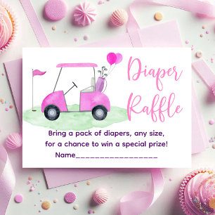 Golf Roze Meisje Baby shower Luier Raffle Informatiekaartje