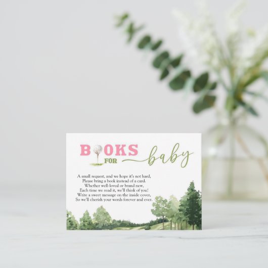 Golf Roze Meisje Baby shower Par-T-shirt Boeken vo Informatiekaartje (Staand voorkant)