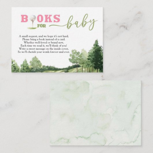 Golf Roze Meisje Baby shower Par-T-shirt Boeken vo Informatiekaartje (Voorkant / Achterkant)