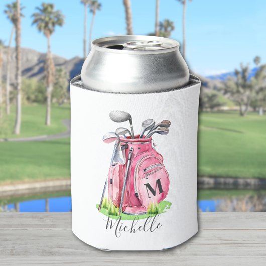Golf roze monogram blikjeskoeler