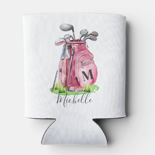 Golf roze monogram blikjeskoeler (Achterkant)