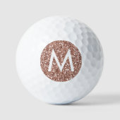 Golf Roze Monogram Initiaal Roos Glitter Golfballen (Voorkant)