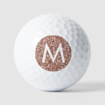 Golf Roze Monogram Initiaal Roos Glitter