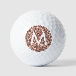 Golf Roze Monogram Initiaal Roos Glitter Golfballen