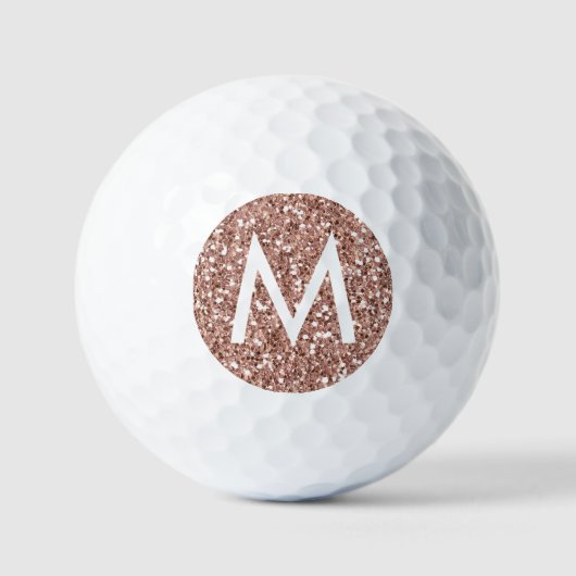 Golf Roze Monogram Initiaal Roos Glitter Golfballen (Voorkant)